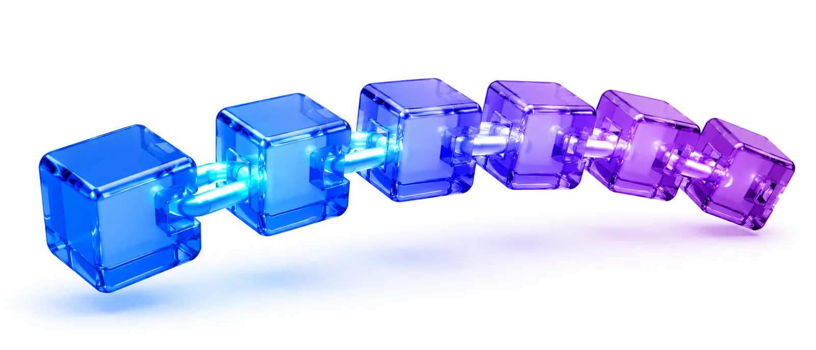 A chain of connected blocks representing blockchain development